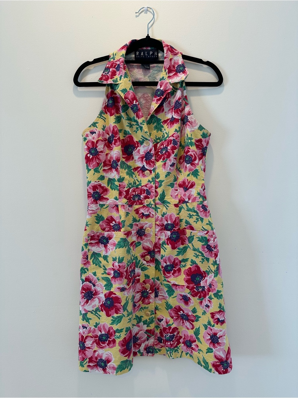 Ralph Lauren Yellow Floral Sleeveless Shirt Dress